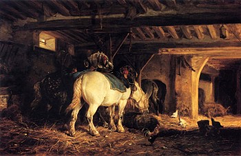 Charles Emile Jacque - In the Stable, ca. 1873-75